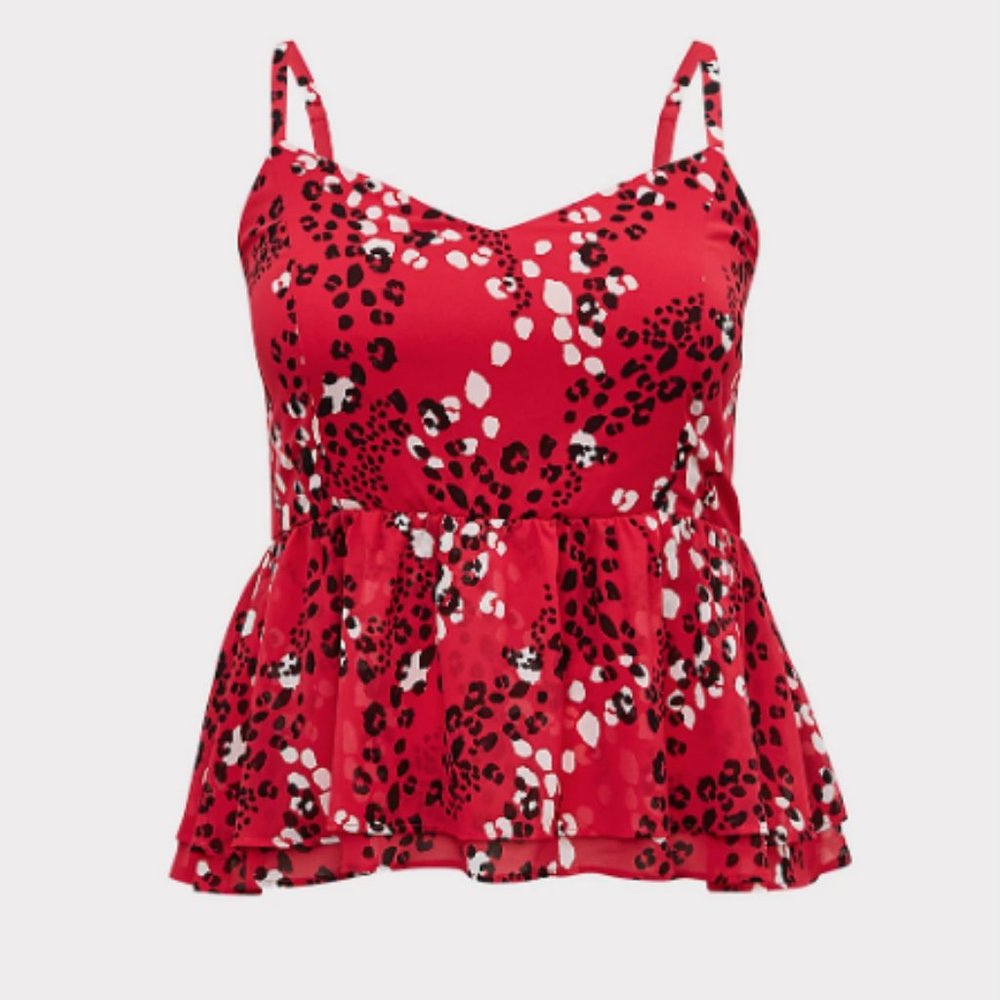 TORRID 5X chiffon peplum midi plus cami pink red